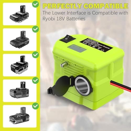 18V to 12V Step-Down Converter for Ryobi Battery, Power Wheels Battery Adapter, 5V-13V Buck Converter with Cigarette Lighter Socket, Car Appliance & Fridge Charger, DIY Power Station — view 3