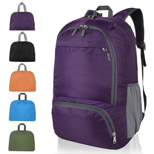 GUZHAIREN 30L Foldable Backpack, Waterproof Rucksack for Men Women, Purple