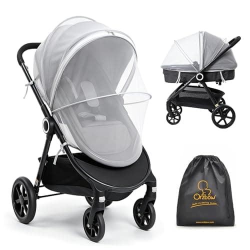 Orzbow Mosquito Net for Pram, Two-Way Zippers for Easy Access