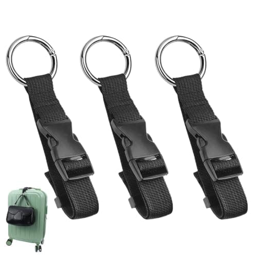 Luggage Straps,3 PCS Adjustable Luggage Straps with Ring Hooks Heavy Duty Suitcase Connector Straps for Attaching Bags Travel Accessories for Luggage Webbing Straps for Backpack or Handbag
