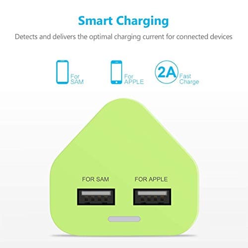 USB Plug Charger, Multi Port USB Charger Plug Adapter 2.1A Compatible with Nokia/Fire Tablet/Huaweii/iOSiPad/Kindle/Smart Watches/Motorola/Airpods/Samsung/iOSiPhone/HTC — view 4