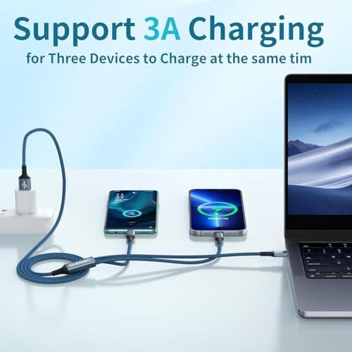 GIANAC Multi Charger Cable [3Pack 2M] 3 in 1 Charging Cable Nylon Braided — view 5