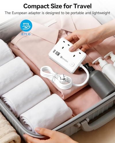 UK to European Plug Adapter 2 UK Outlets & 3 USB Ports — view 5