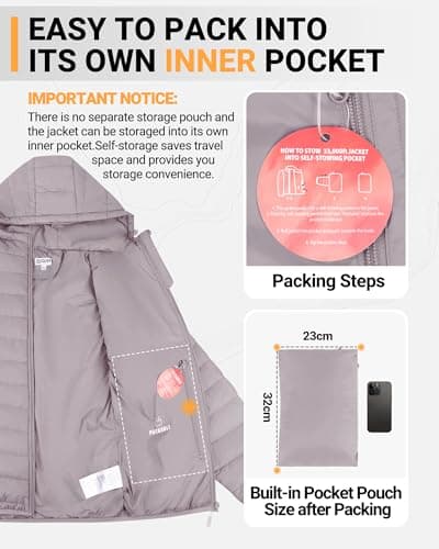 33,000ft Women's Packable Puffer Jacket Water Repellent Insulted Jacket — view 3