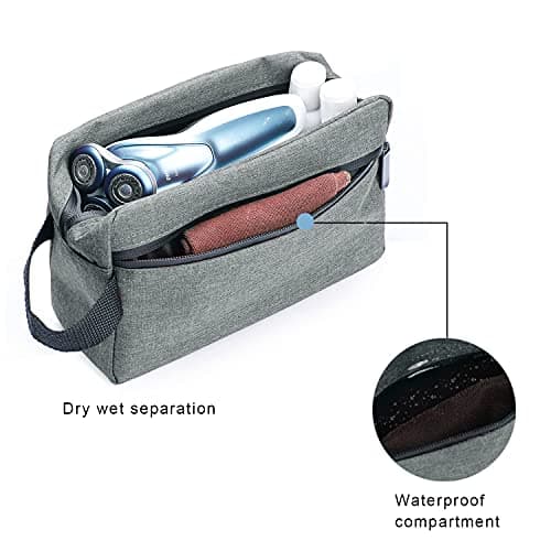 Toiletry Bag for Men, Etercycle Portable Travel Wash Bag, Waterproof Toiletries Cosmetic Organizer Bag, Gym Shaving Shower Bathroom Bag, Dopp Kit Make Up Bag with Handle (Grey) — view 4