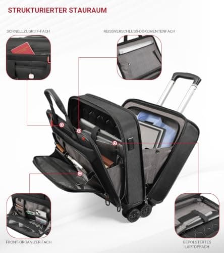 star cloud Rigid Frame Rolling Laptop Bag on Wheels, Rolling Briefcase with USB & Type-C Charging Port,Water Resistant Rolling Computer Bag for 17.3 Inch Laptop (18 × 16.5 × 8 inches) — view 4