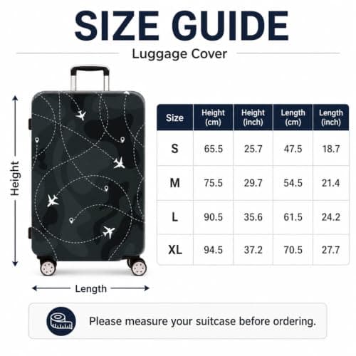 Treer Suitcase Covers for Luggage Large 18-32 Inches, Lightweight Travel Luggage Suitcases Covers Protectors with Zipper Anti-Scratch Washable (Burgundy airplane,S) — view 2