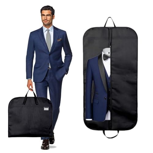 1 Pcs Suit Carrier Bag,Breathable Garment Suit Clothes Covers Bags,120 * 60cm suit covers for men,Black Zipped Foldover Breathable Multi-Use Garment Cover Clothes for Traveling Easy to Carry(Black) — view 3