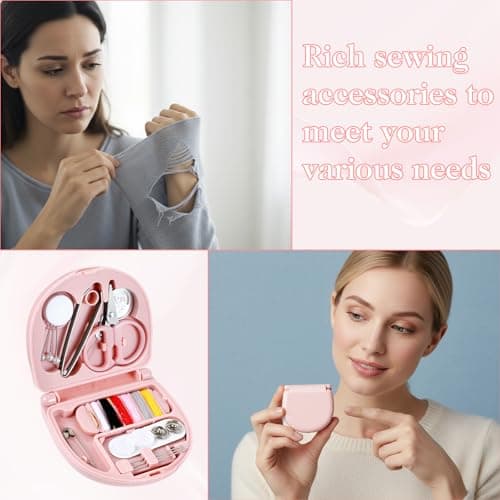 Grevosea Mini Travel Sewing Kit, Heart Shaped Portable Travel Sewing Kit, Small Emergency Pocket Sew with Scissors Needles Emergency Repair for Women Mom Traveler Adults Beginner — view 4