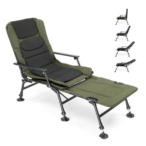 Bonnlo Professional Foldable Fishing Chair, Camping Chair with Footrest