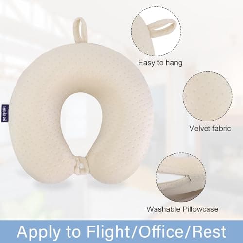 Gosider Memory Foam Neck Pillow, Plane Travel Pillow, Beige — view 2