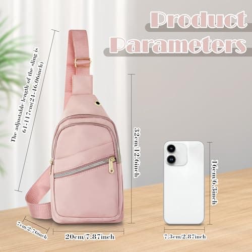 FuninCrea Anti Theft Crossbody Bags for Women Men, Nylon Small Sling Bag for Women Men with 4 Pocket, Cross Body Bag Chest Bags with Adjustable Strap and Headphone Hole (White) — view 4