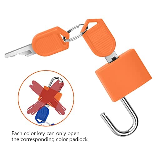 Flintronic 3 Pack Suitcase Lock with Key - Small Padlock for Travel Backpack, Play, Fitness (Rose Red/Orange/Blue) — view 6