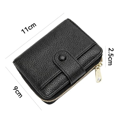 SGETHCH Small Purse for Women - RFID Blocking Bifold Leather Wallet - Compact Card Holder with Zipper Coin Pocket & ID Window - Ladies Minimalist Travel Money Wallet & Organizer - Black — view 2