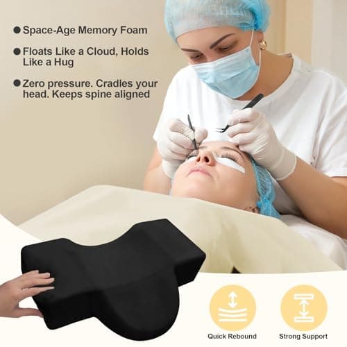 CGBE Lash Pillow for Eyelash Extensions: Ergonomic U-Shaped Neck Support Cushion, Soft Flannel Eyelash Cushion for Home and Beauty Salon, Lash Technician Bed Supplies - Black — view 4