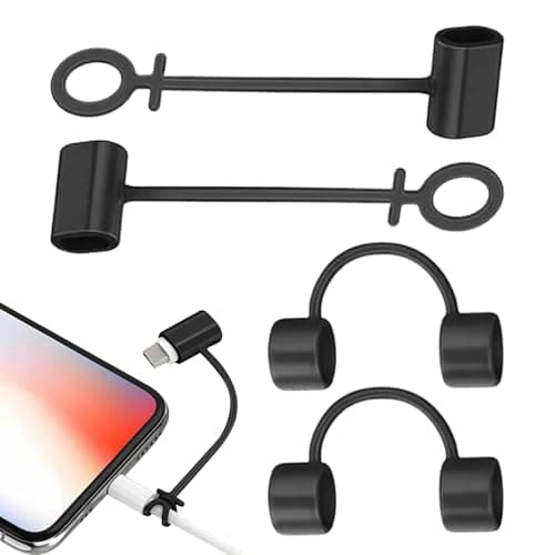 Charger Cable Organizer - 9.5cm Adapter Keeper Set, 4 Pieces Silicone Converter Sleeve, Protective Case | Anti Lost Cable Holder, Portable Travel Home Car Pocket Backpack Black White — view 6