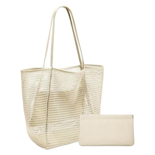 WSXQAZ Summer Beach Bags for Women, Summer Beach Tote Bag, Large Mesh Tote Bags for Women, Net Bag, Reusable & Lightweight Shopping Bagg, for Picnic Holiday Travel Grocery