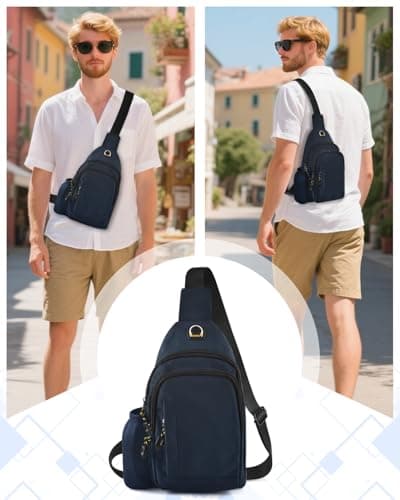 BROTOU Unisex Crossbody Shoulder Bag, Waterproof Chest Bag with Small Side Mesh Bag and USB Hole, Travel Hiking Daypack — view 4