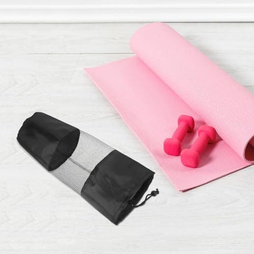 Tofficu Yoga Mat Mesh Drawstring Storage Bags 3pcs Black Canvas — view 5