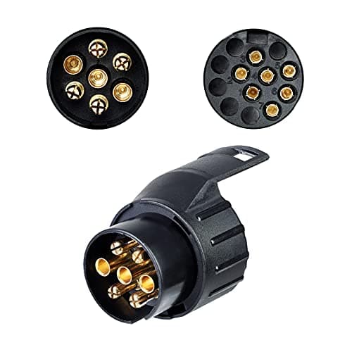 BEIJISTAR 7 to 13 Pin and 13 to 7 Pin Towing Adaptor, Trailer Plug Adapter, 12V Waterproof Electric Adapter Plug Converter, for Caravan RV Boat Cars Truck Trailer — view 2