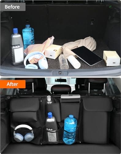 QWORK® Boot Organiser, Detachable Multi-Pocket Backseat Organiser, Trunk Tidy Bag With Seat Back Protectors, Foldable Storage for SUVs, Minivans, Jeeps, 101x46cm — view 5
