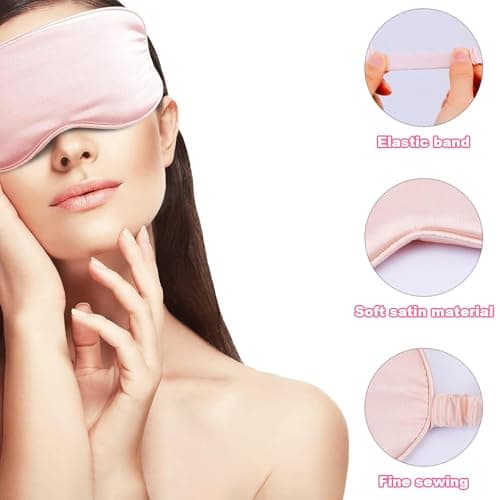 Silk Eye Mask for Sleeping, 4Pcs Silk Sleep Mask Set (Pink) — view 2