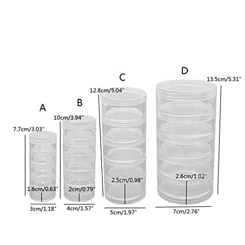 YO-HAPPY Bead Containers, 5 Layer Stackable Bead Containers Small Item Plastic Round Clear Storage Jar Box — view 4