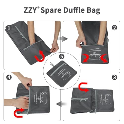 ZZY 35L Foldable Travel Duffle Bag, 22-Inch Packable Small Duffel Bag Lightweight Holdall for Camping, Storage, Travel-Grey — view 5