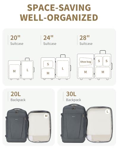 ECOHUB Packing Cubes for Suitcase, 6pcs Suitcase Organiser Bags with Tag, Recycled Travel Organiser Packing Bags for Backpack, Rip-stop Mesh Luggage Packing Organizers, Beige (Patent Pending) — view 5