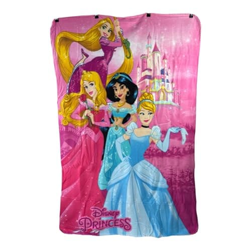TDL Princess Fleece Blanket for Kids – Super Soft Cuddly Throw Fleece 100x140cm – Pink Princesses Bedding Gift for Girls Bedroom Sofa Bed - Childrens Blankets Character Themed
