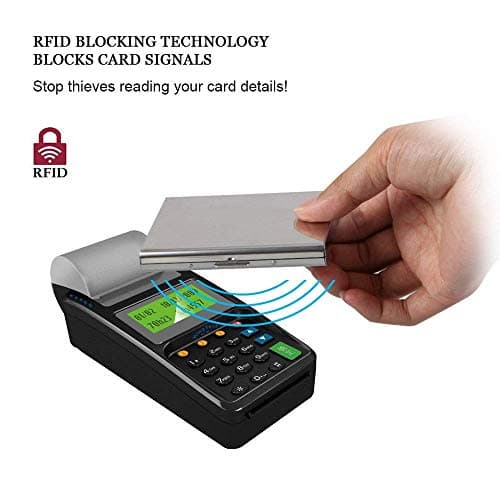 Vicloon Metal Card Holder Wallet,Ultra Thin Stainless Steel Metal Wallets RFID Blocking Credit Card Wallet Holder for Men & Women,Best Card Protector (Silver) — view 6