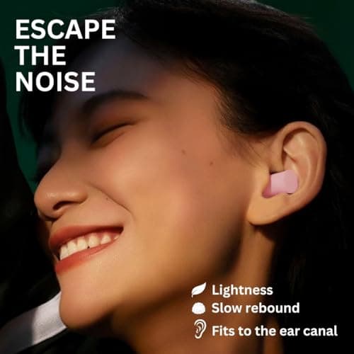Hushy Premium Foam Earplugs for Sleep, 120-Pack, 38dB SNR Noise Cancelling Ear Plugs, Ultra Soft Hypoallergenic Earplugs for Sleeping, Study & Travel with Carry Case (Pink) — view 3