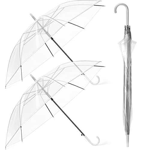 Hestya 12 Pack 37.4 Inch Clear Umbrellas for Wedding Semi-automatic Handle