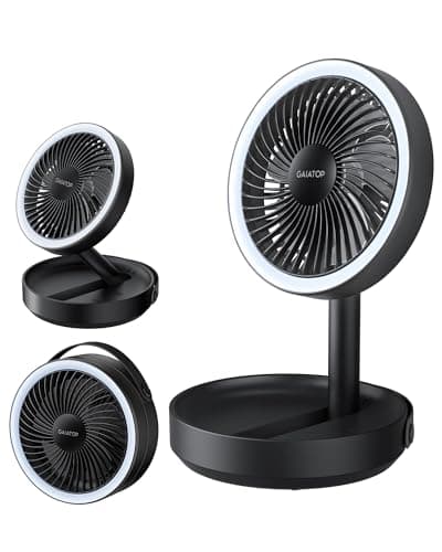 gaiatop Foldable Small Desk Fan with Night Light, 6.8in Portable Travel Fan
