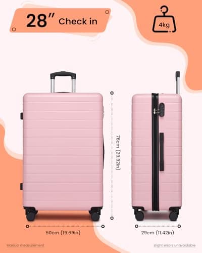 Shavont Large Suitcase 28 Inch Hard Shell Luggage ABS Travel Case (Pink) — view 3
