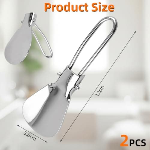 ACKKOR 2 PCS Folding Metal Shoe Horn Small 12cm for Travel and Storage Use — view 2
