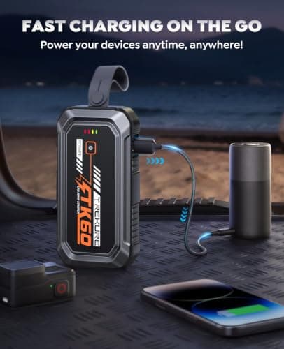 TREKURE 6000A Jump Starter Power Pack, 12V Car Battery Booster Jump Starter for up 9L Gas/6.5L Diesel Engine, Car Jump Starter with Magnetic LED Light, Car Jump Starter Power Bank with Jump Leads — view 4
