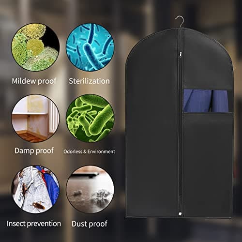 WAORZMK Suit Cover Bags for Men, 5 PCS 24x40in Dustproof Garment Bags — view 4