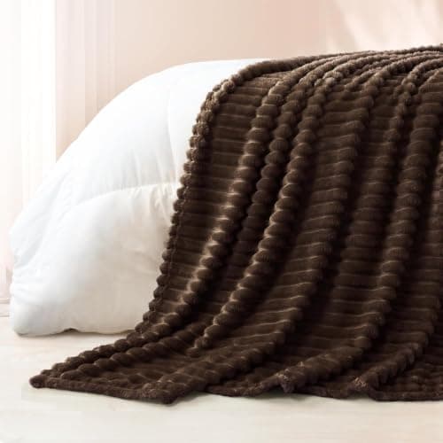 Exclusivo Mezcla Soft Striped Fleece Blanket, Coffee Sofa Bed Throw — view 6