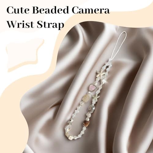 BelleVive Pearl Camera Wrist Strap, Cute Digital Camera Charm, Lanyard, Phone Charms, Strap, Anti-Loss Handstrap, Beaded Camera Chain for Phone Bag, Keychain, White — view 4
