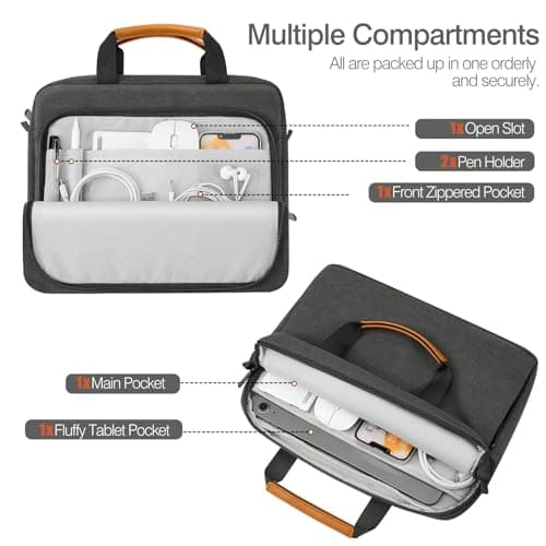 MoKo 9-11 Inch Tablet Sleeve Case, Protective Handle Shoulder Bag Fits 11inch iPad Air M3, iPad A16 2025, iPadPro M4/Air 5/4th 10.9, iPad10/9/8/7th 10.2, Tab S8/S9 11, Black & Gray — view 4