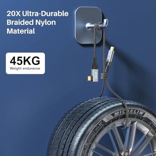 LDLrui USB4 Right Angle USB C Cable, 40Gbps 8K60Hz 240W, 0.6M Silver Gray — view 6