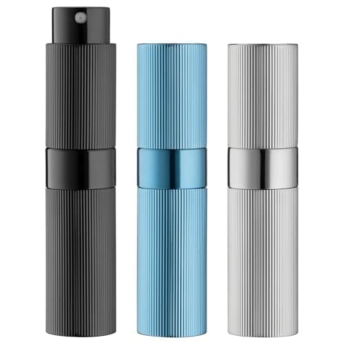 Toureal Travel Perfume Atomiser Refillable, 3Pcs Pinstripe Spray Bottle