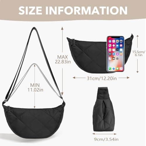 GoPaw Crescent Bag Women Crossbody, Nylon Crescent Bag for Women, Half Moon Womens Crossbody Bags with Adjustable Strap, Solid Color Dumpling Bags Portable Crescent Purse for Daily Use (Cream) — view 4
