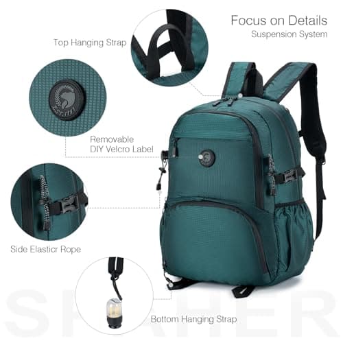 SPAHER for Ryanair Cabin Bags 40x30x20 Underseat Foldable Travel Cabin Backpack Carry on Hand Luggage Waterproof Small Hiking School Camping Backpack 25L for Men Women, Grey — view 5