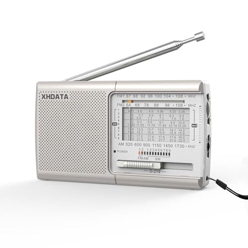 XHDATA D219 Portable Radio Retro FM AM SW Radio Battery Operated for Household Outdoor Camping Hiking Pocket Radio Beige
