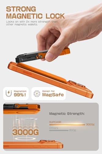 SUPCASE for MagSafe Wallet with Stand, Magnetic Wallet for Men, [Hold 5 Cards] [Adjustable Stand] [RFID Blocking] Phone Credit Card Holder Tripod for iPhone 17/16/15/14/13/12 Series (Coral) — view 2