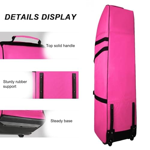 Heavy Duty Oxford Wear-Resistant Soft-Sided Golf Club Flight Bag with Wheels,Rose — view 3