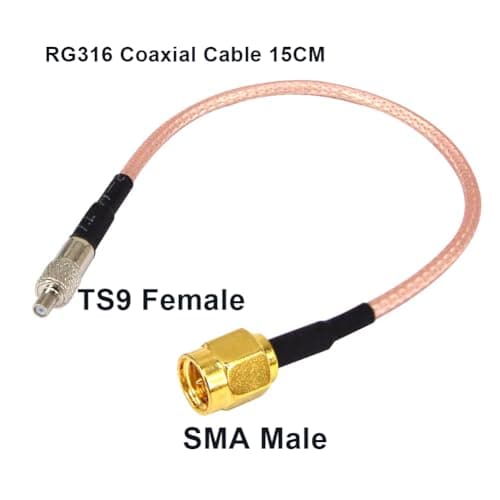 Boobrie SMA Male to TS9 Female Adapter Cable 15CM TS9 Female to SMA Male RG316 Coaxial Cable Low Loss Antenna Cable for 3G 4G LTE Hotspot Router WiFi Pack of 2 — view 3