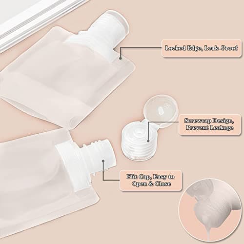 17Pcs Travel Bottles for Toiletries, Travel Containers for Toiletries, Refillable Travel Bottles 100ml Portable Pouches for Liquid with Labels for Lotion Shampoo Face Cream(5ml/30ml/50ml/100ml) — view 3